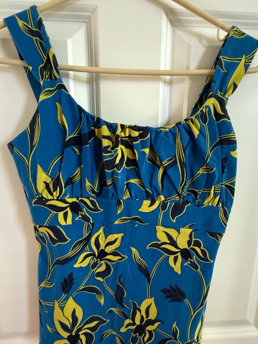 Women's Blue and Yellow Floral One-Piece Swimwear